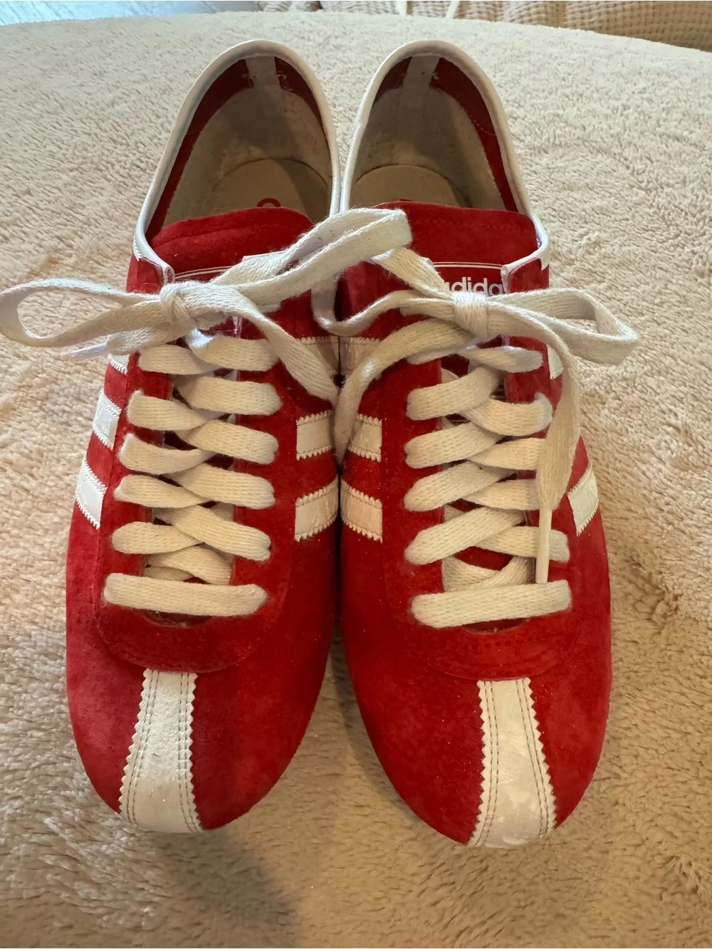 Vintage 2004 Adidas Okapi Red Suede Sneakers Size 6.5 Y2K